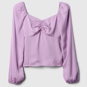 Gap Satin Puff Long Sleeve Sweetheart Top